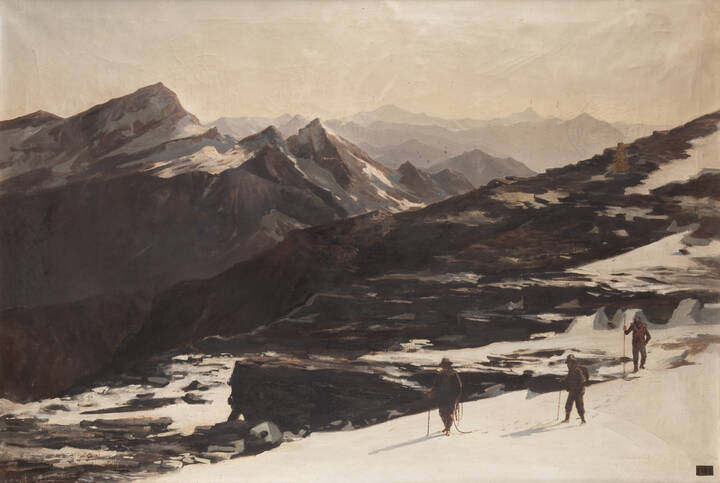 LUIGI CIARDI - 'Vette innevate e sciatori'