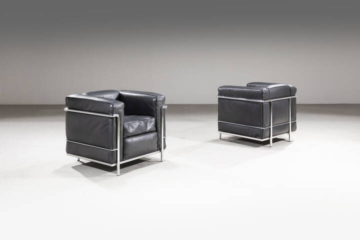 LE CORBUSIER - Coppia di poltrone mod. LC2