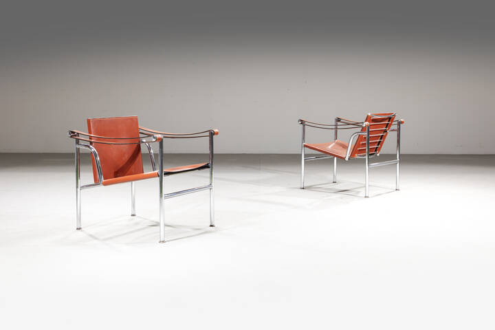 LE CORBUSIER - Coppia di poltrone mod. LC1