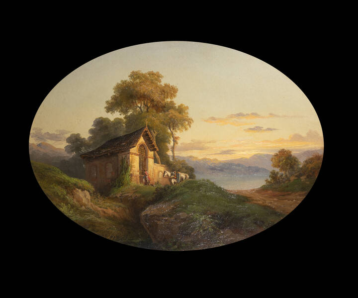 RIGHINI GIUSEPPE LEONE  - 'Paesaggio con casa'<br>