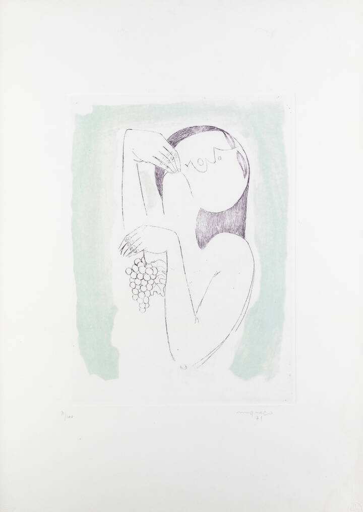 GIUSEPPE MIGNECO - 'Ragazza con grappolo d'uva'1971 
