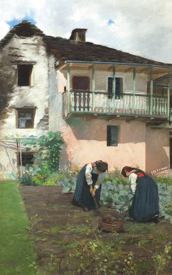 ALBERTO ROSSI - 'Lavoro nell'orto' 1879