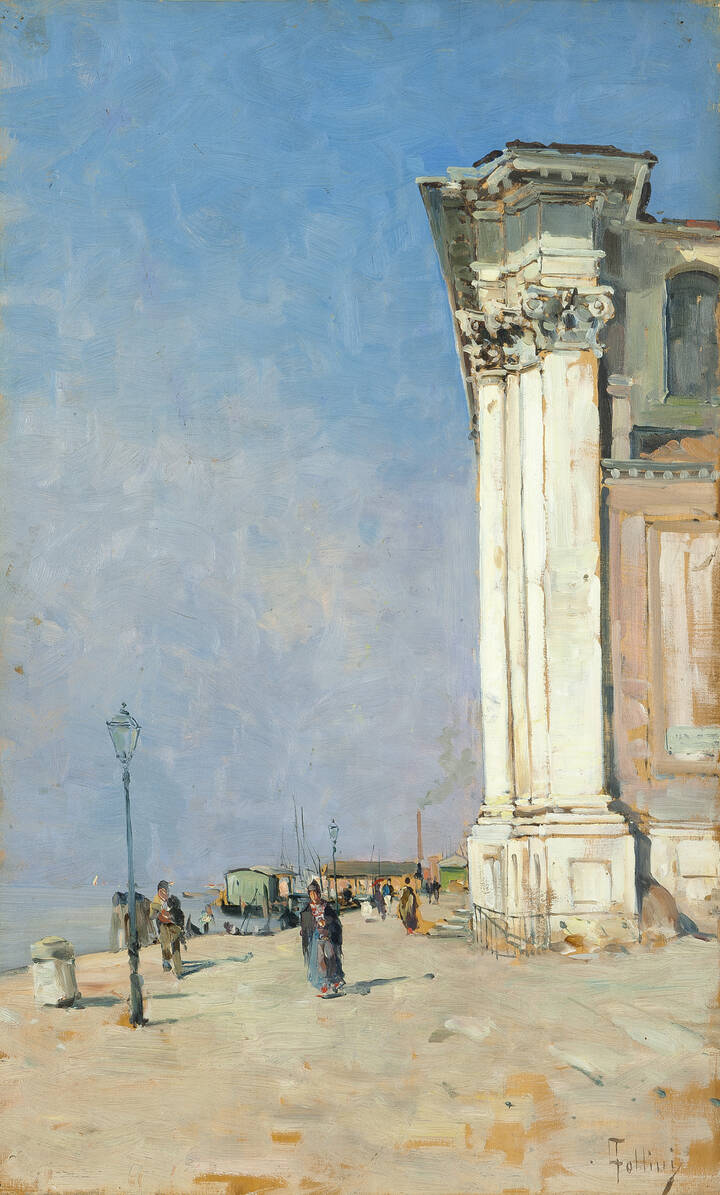 CARLO FOLLINI - 'Venezia - Chiesa dei Gesuati - Fondamenta alle zattere e il canale della Giudecca'