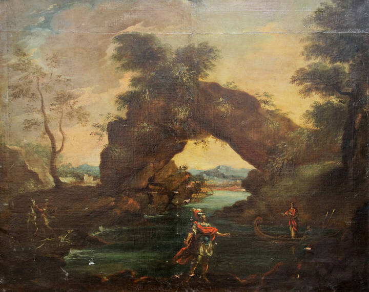 PITTORE ANONIMO - 'Paesaggio con figure'