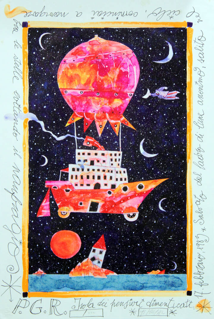 ANTONIO MUSANTE - 'P.G.R. Isola dei pensieri dimenticati - 17 febbraio 1983 - Sabato dal ladro di lune anonimo, salito nel cielo cominciai a navigare tra le stelle evitando il naufragio' 