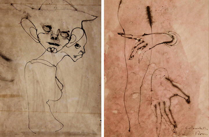 ENRICO COLOMBOTTO ROSSO - 'Studio di figure'<br>(al retro 'Studio di mani')