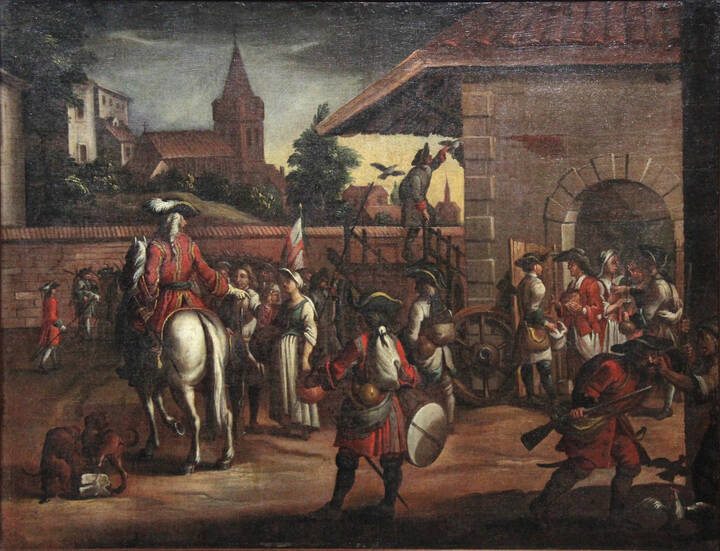 PITTORE ANONIMO DEL XVIII SECOLO - 'Scena di mercato'