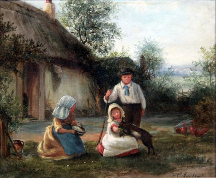 FRANCIS SYDNEY MUSCHAMP - 'Tre pastorelli con capretta'