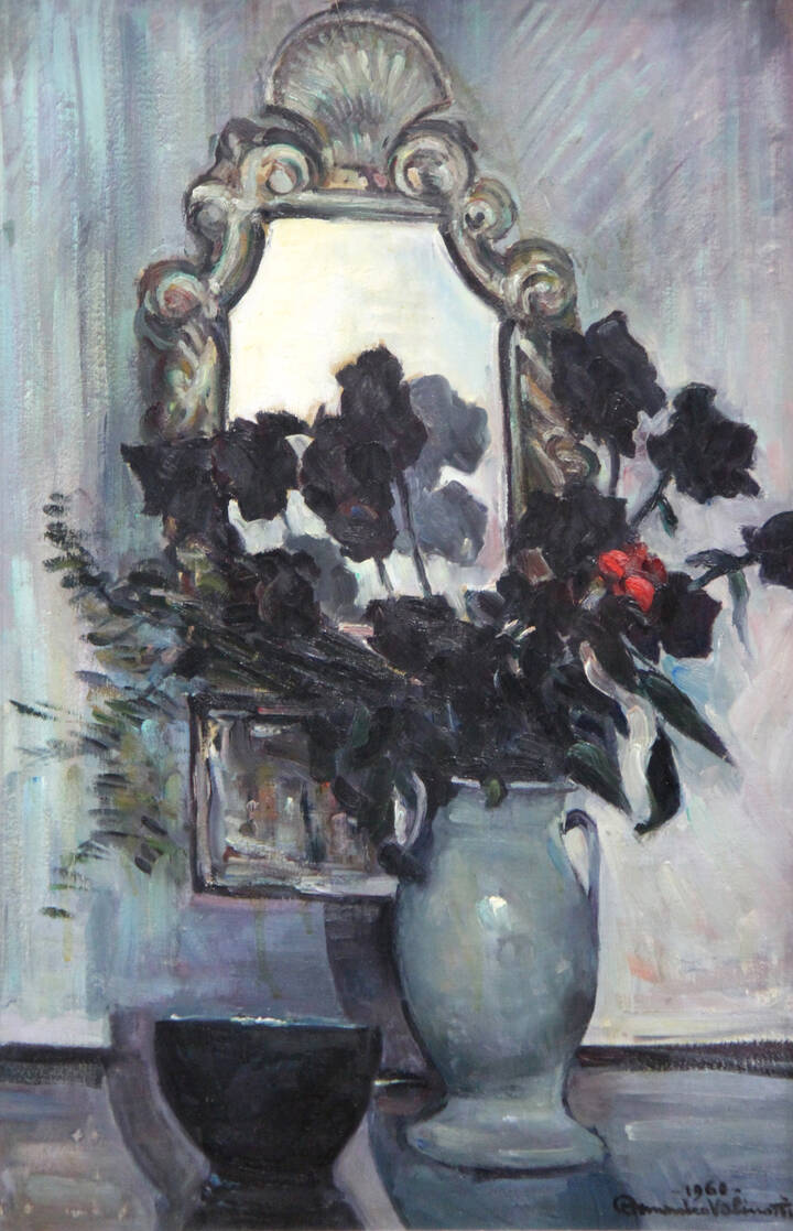 DOMENICO VALINOTTI - 'Fiori e specchiera' 1960