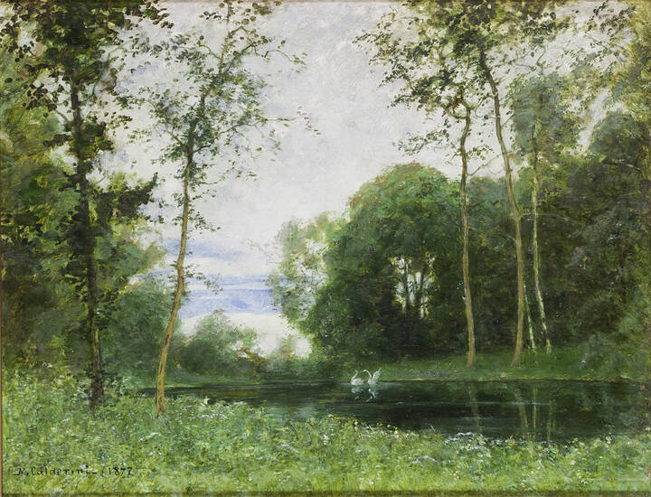 MARCO CALDERINI - 'Laghetto con cigni' 1877