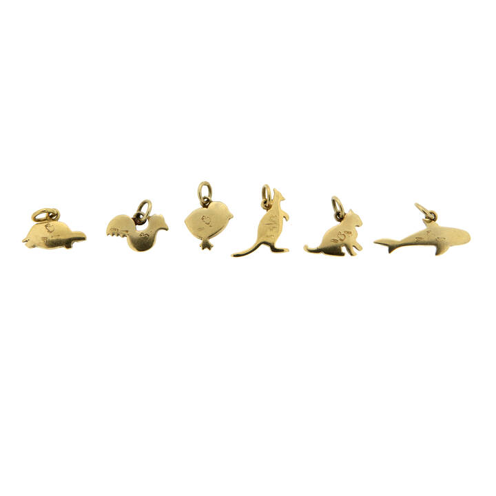 POMELLATO - Lotto composto da sei ciondoli firmati 'Pomellato', modello 'Dodo', raffiguranti: un pulcino, un gatto, 