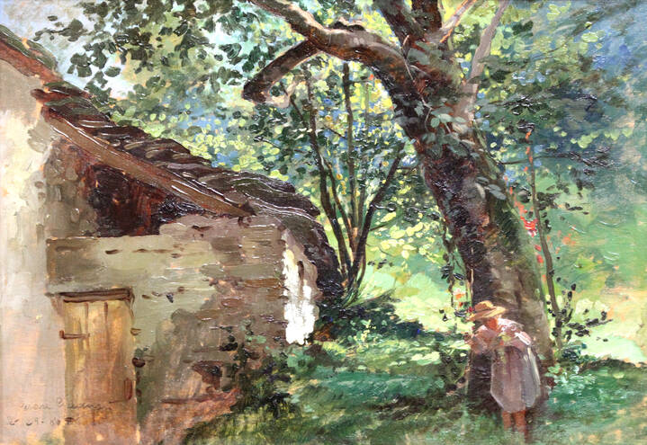 CESARE GHEDUZZI - 'Paesaggio campestre con figura' 29 agosto 1926