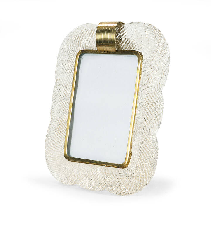 BAROVIER & TOSO - Cornice portafotografie in vetro torchon, montatura in ottone.