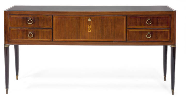 PAOLO BUFFA, attribuito - Mobile bar in legno di mogano.