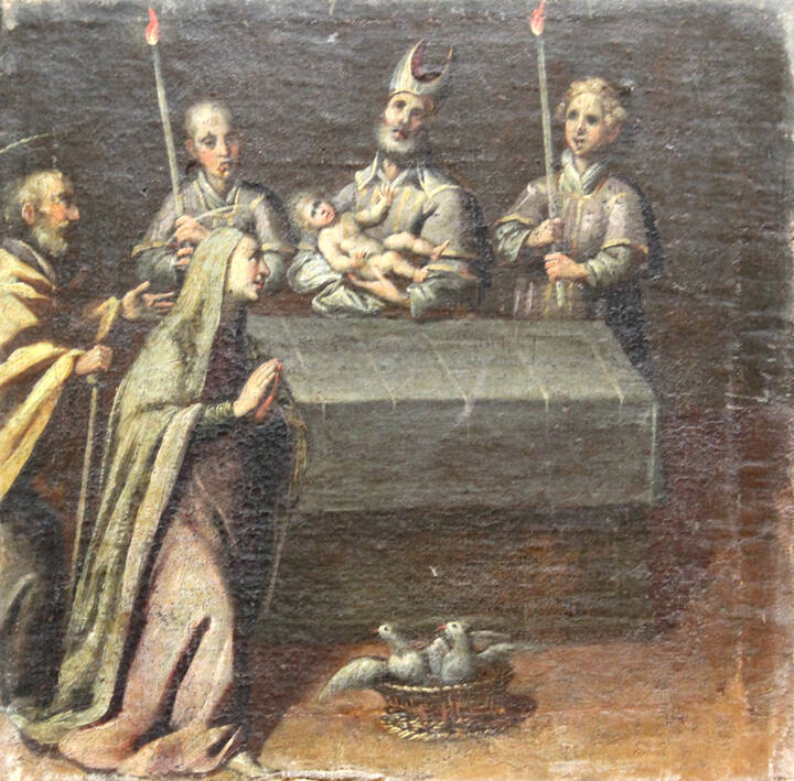 PITTORE ANONIMO DEL XVII SECOLO  - 'Presentazione al tempio'