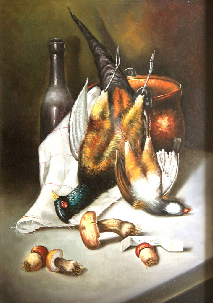 ANTONIO NUNZIANTE - 'Natura morta con funghi e selvaggina' 1978