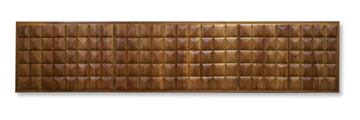 PAOLO BUFFA - Credenza sospesa a sei sportelli in legno di noce con decoro a rettangoli 'a diamante'