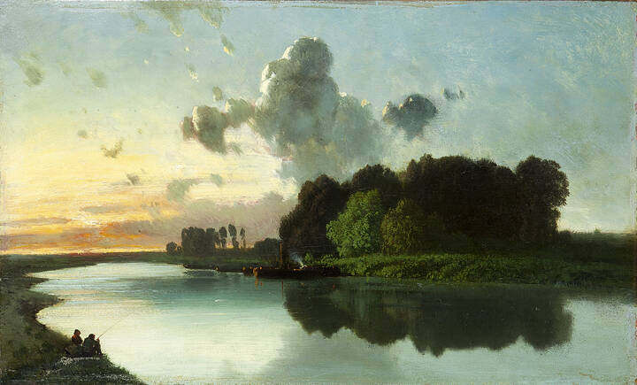 ALBERTO PASINI - 'Campagna di Barbizon (Fontainebleau)' 1853