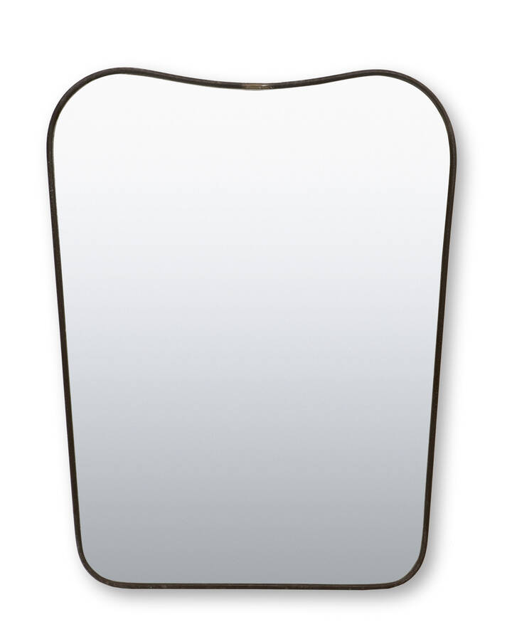 PRODUZIONE ITALIANA - Specchiera con bordo in ottone e vetro specchiato.