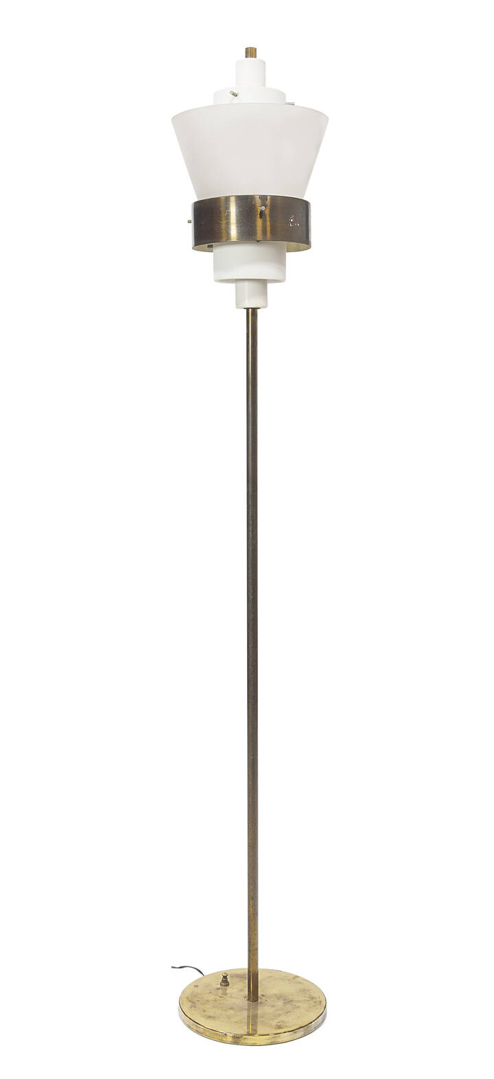 STILNOVO - Lampada da terra con struttura in ottone, diffusore perspex.