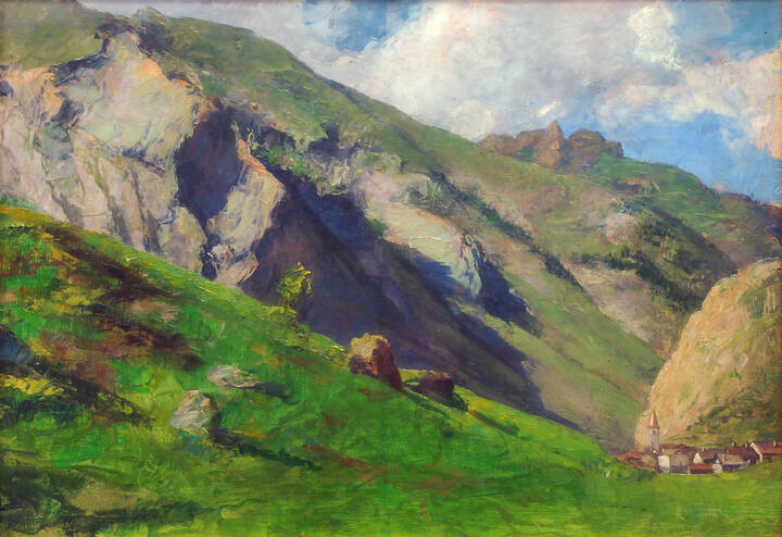 PITTORE ANONIMO DEL XIX SECOLO - 'Paesaggio montano'