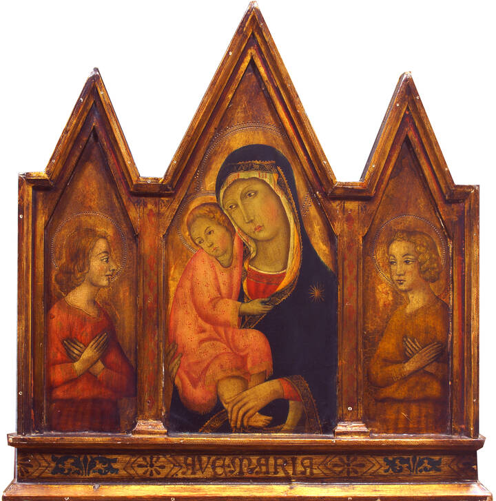 TRITTICO - 'Madonna con bambino e santi'  XIX secolo