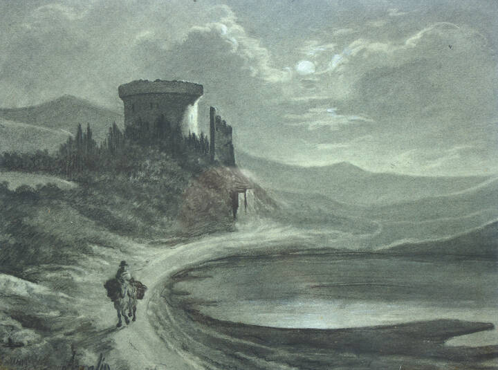 MASSIMO D'AZEGLIO - 'Paesaggio con figura a cavallo'