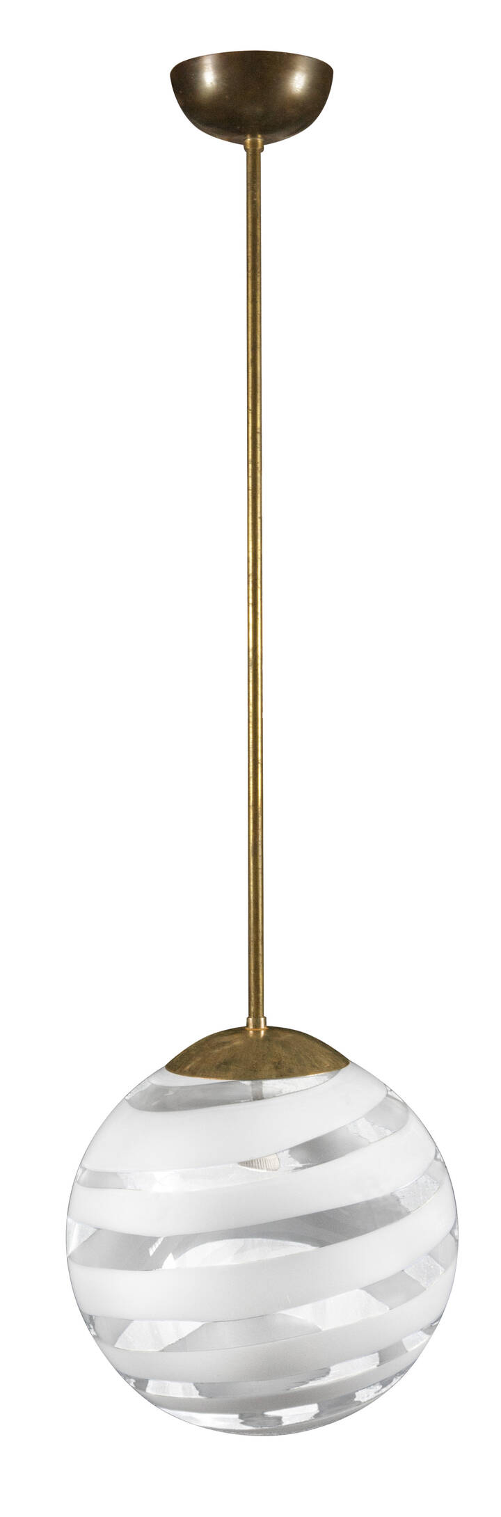 CARLO SCARPA - 5258<br>Lampada a sospensione in vetro lattimo a fasce.