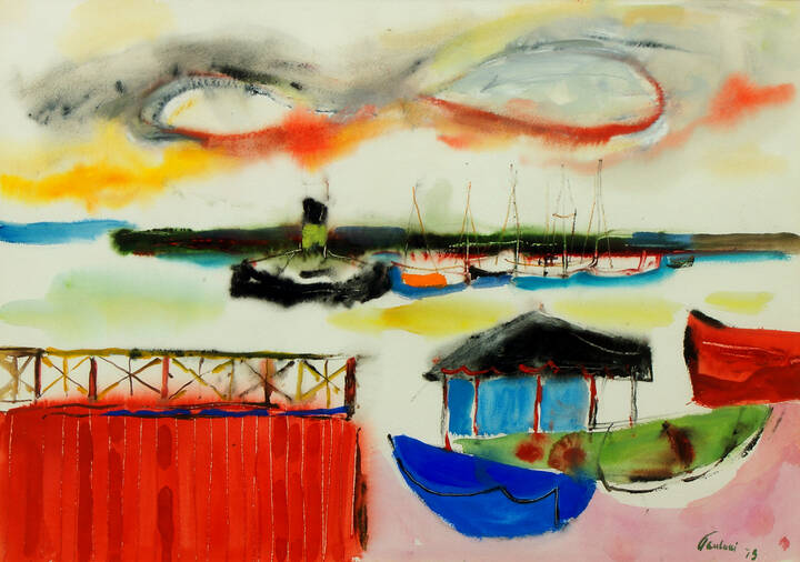 ENRICO PAULUCCI - 'Molo con barche' 1979