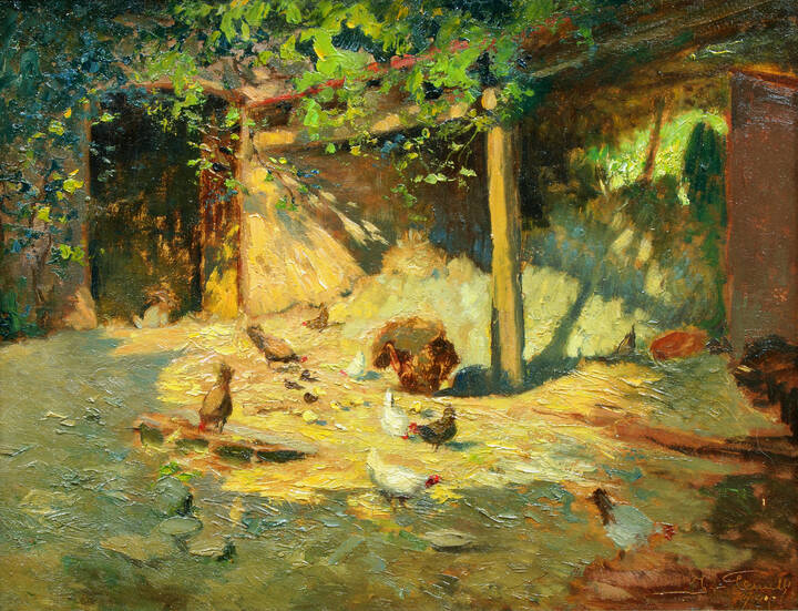 IVO GEMELLI - 'Cortile rustico del Biellese' anni '920