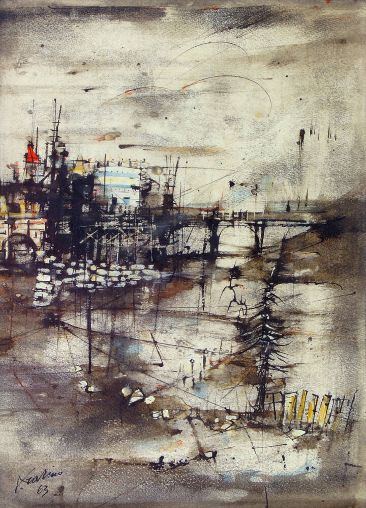 PIERO GARINO - 'Paesaggio fluviale' 1963