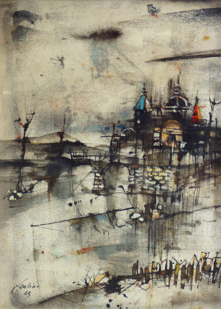 PIERO GARINO - 'Duomo nel paesaggio' 1963