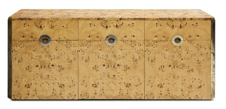 WILLY RIZZO - Mobile contenitore rivestito in radica.