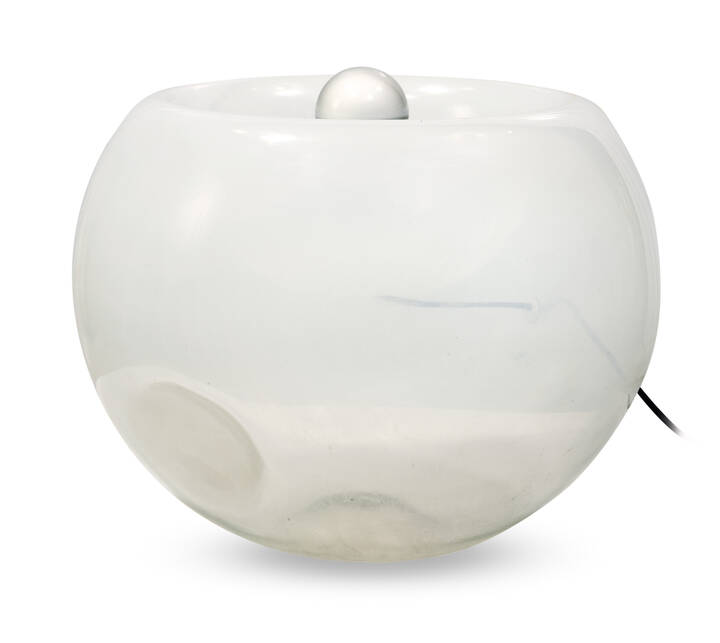 PRODUZIONE ITALIANA - Lampada da tavolo in vetro di Murano trasparente e opalino. 