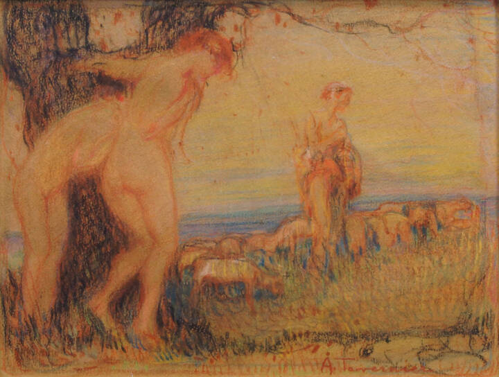 ANDREA TAVERNIER - 'Ninfe che spiano un pastore'