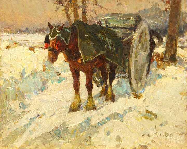 ALESSANDRO LUPO - 'Cavallo con carrozza al parco Michelotti - Torino'<br>Inverno 1040/41