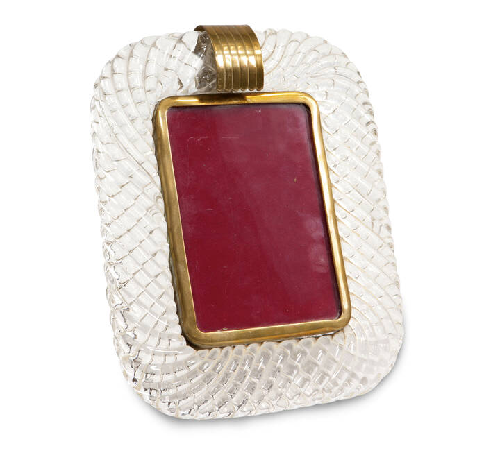 BAROVIER & TOSO - Portaritratti in vetro a torchon, montatura in ottone.