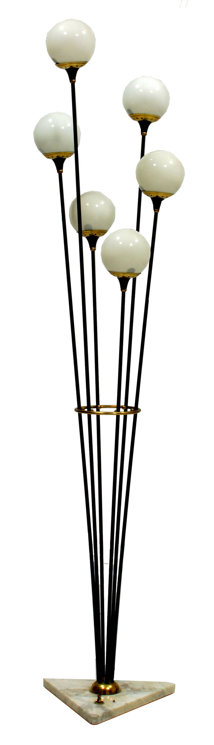 STILNOVO - Lampada da terra in metallo e ottone, base in marmo.