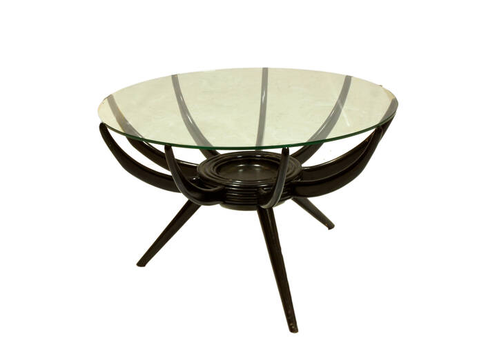 CARLO DE CARLI - Tavolino da salotto con struttura in legno e piano in <br>