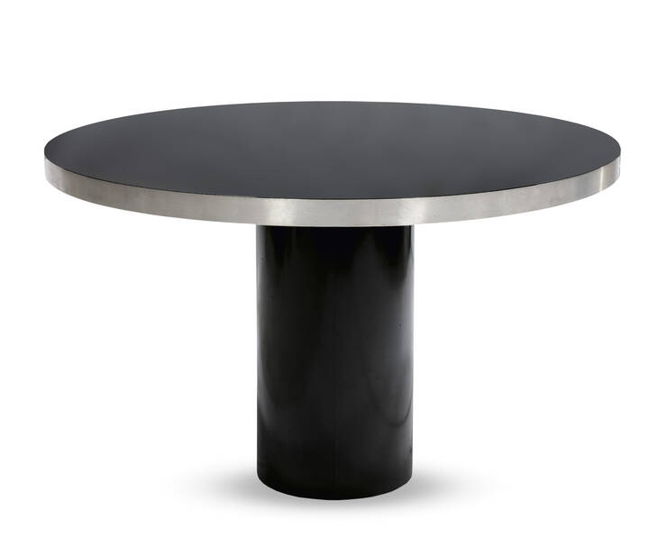 WILLY RIZZO - Savage<br>Tavolo in acciaio inox e legno laminato.