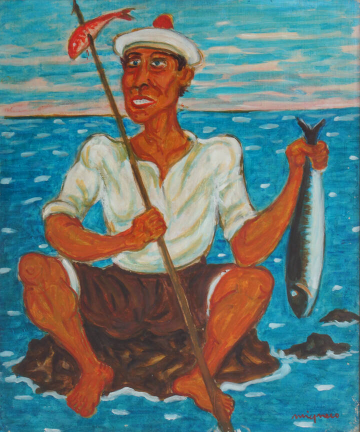 GIUSEPPE MIGNECO - 'Pescatore con pesce' 1983