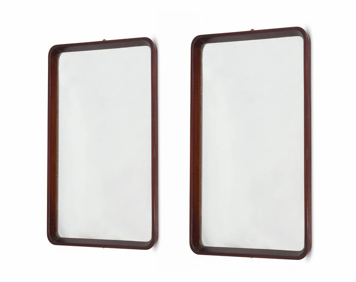 GUSTAVO PULITZER - Coppia di specchiere in legno e cristallo specchiato. Disegnate per gli arredi della motonave Giulio Cesare.<br>