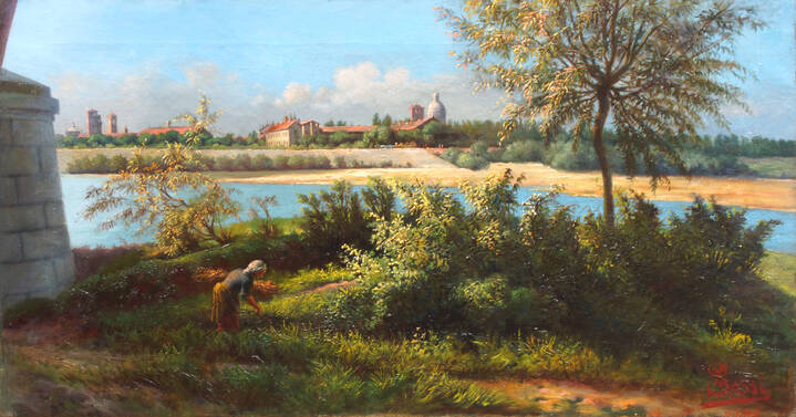 EDOARDO SASSI - 'Veduta di Vercelli dal Sesia' 10/8/1905