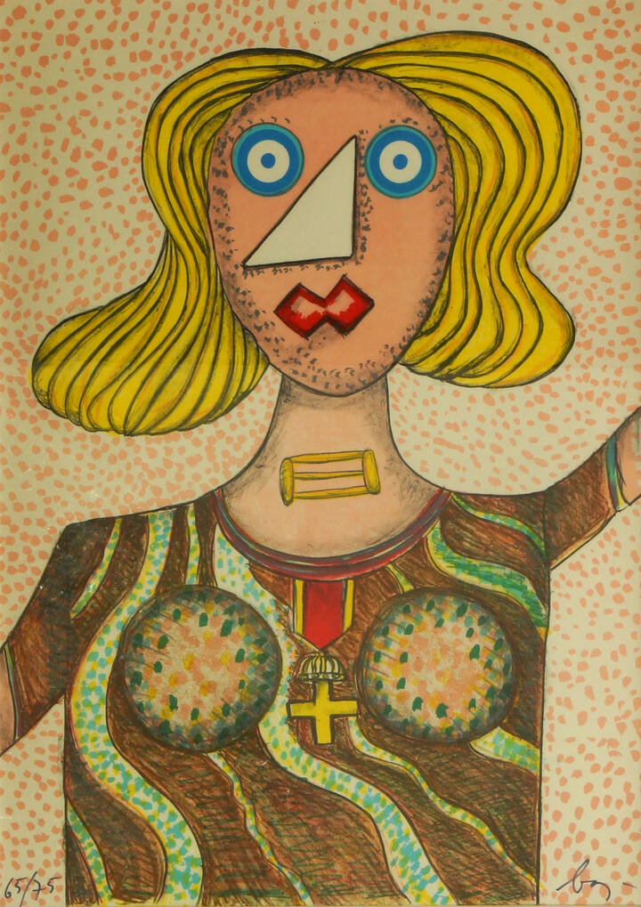 ENRICO BAJ - 'Swedish lady' 1972