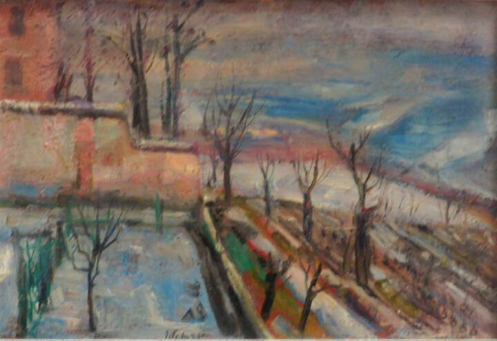 ESO PELUZZI - 'Paesaggio invernale (Monchiero)' 1967