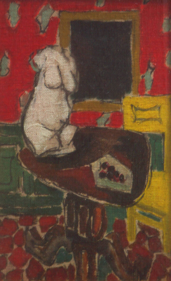 GIULIO DA MILANO - 'Interno con tavolo e statua' 1942