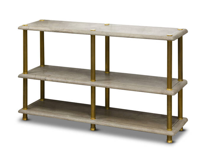 PRODUZIONE ITALIANA - Etager con struttura in ottone e piani in pietra.