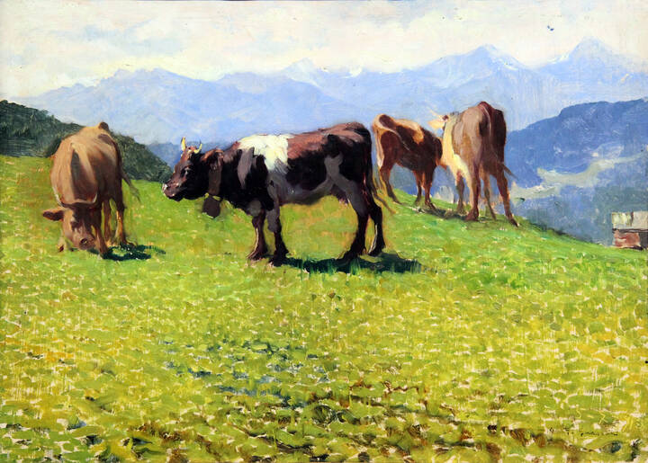 GIOVANNI GUARLOTTI - 'Un pascolo al sole (Chamois)' 5/7/1913