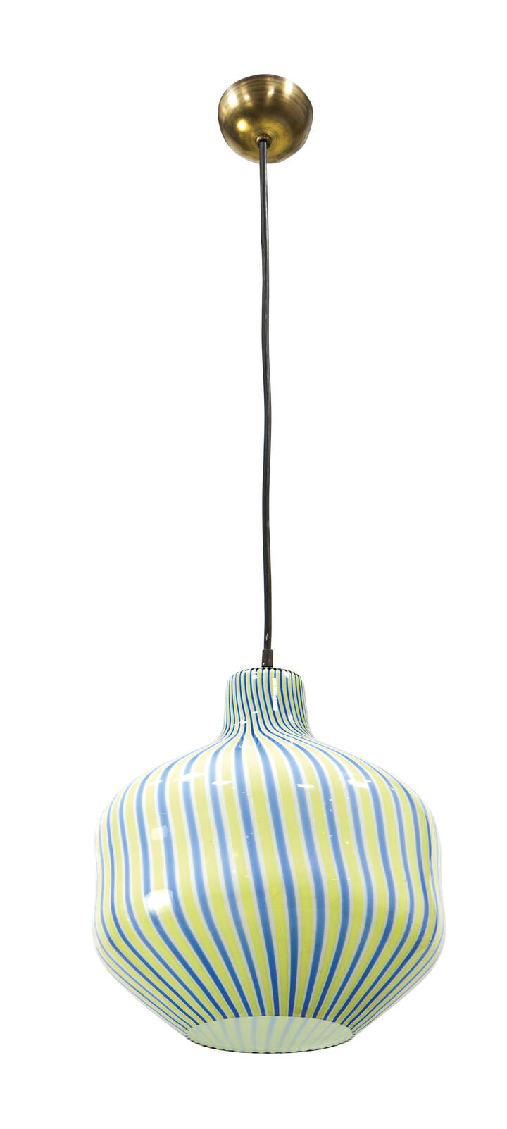 MASSIMO VIGNELLI - Cipolla <br>Lampada a sospensione <br>Vetro soffiato incamiciato lattimo.