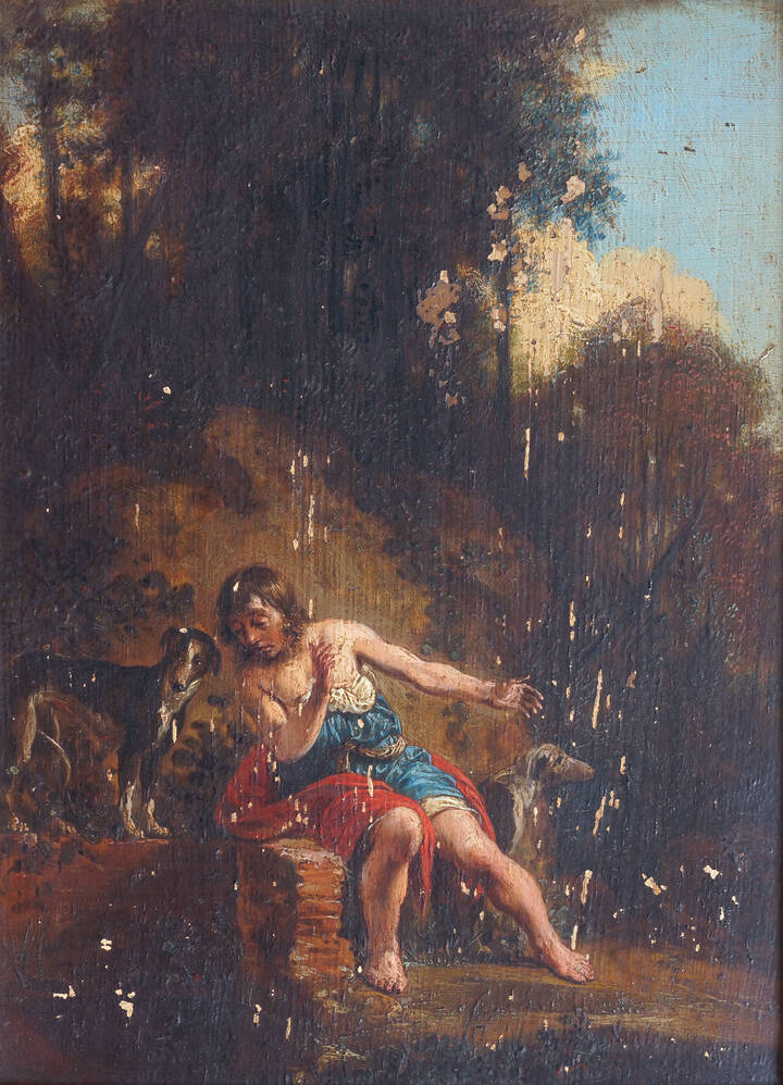 PITTORE ANONIMO - 'Ragazzo con cane'